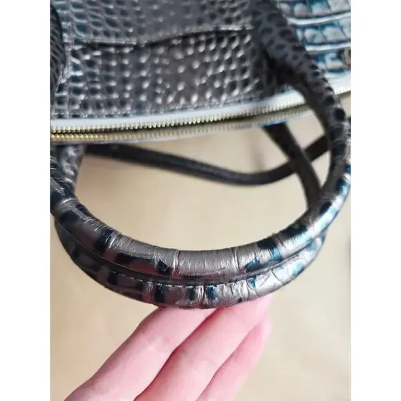 Brahmin Duxbury Satchel Petrol Magnus Croc Embossed Leather Bag Strap Dust Bag - Picture 15 of 16